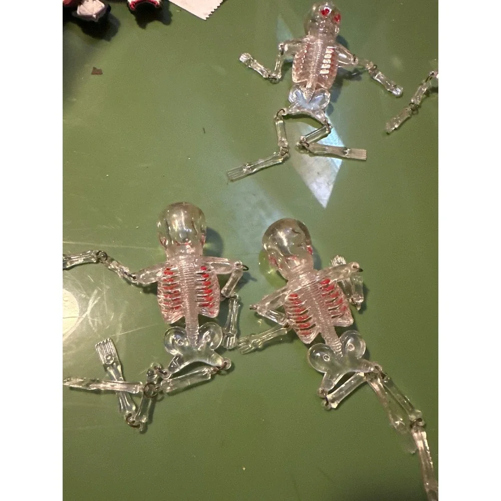 5 Clear Plastic‎ Articulated Skeleton Light Covers Red Eyes Halloween DIY Decor